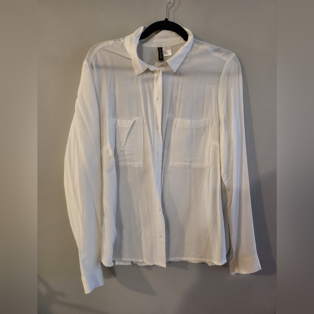 White Button Down Long Sleeve Shirt NWT